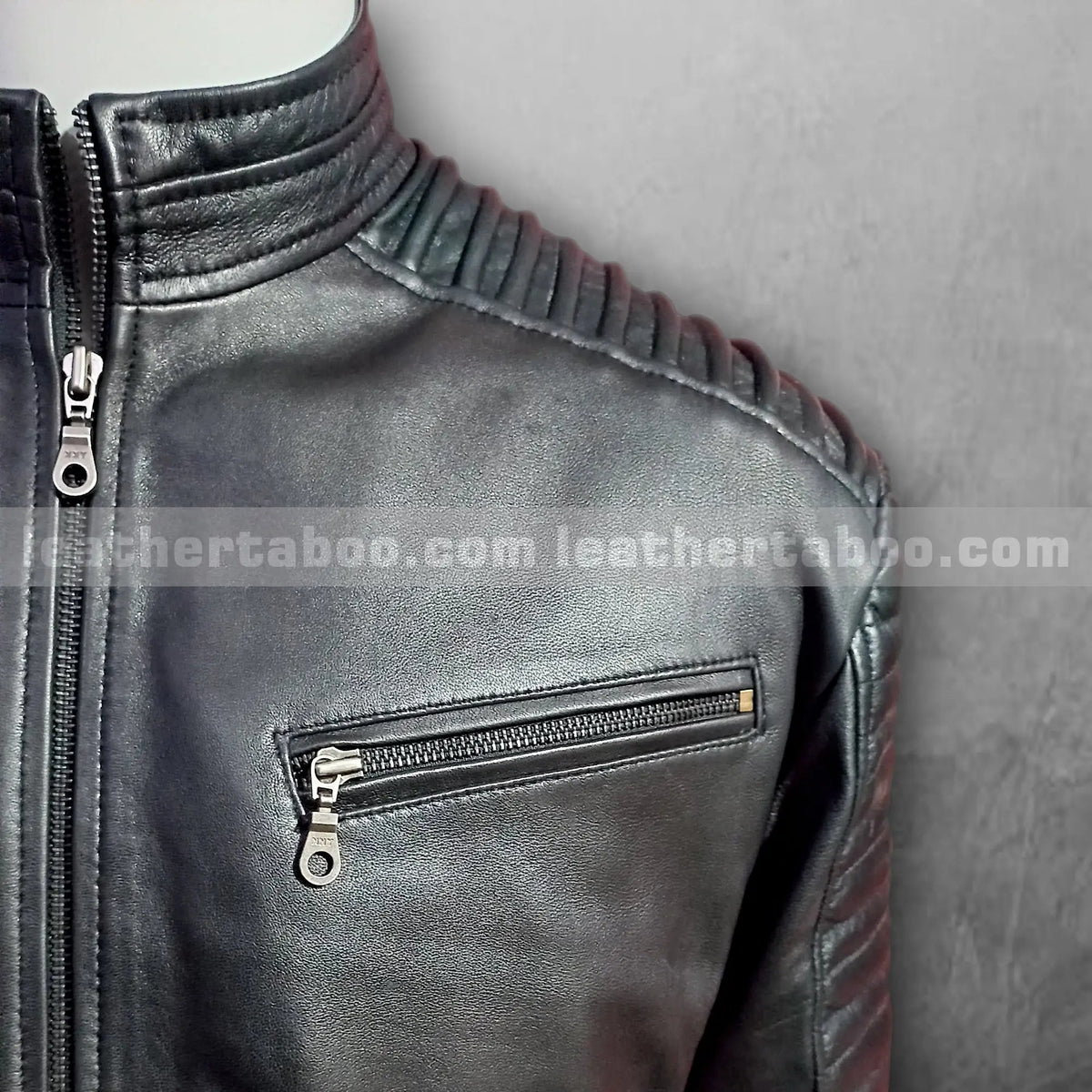 Men's Black Premium Sheepskin Leather Jacket – Biker Moto Style | Quilted Shoulder | Smart Casual Wear - Leather taboo