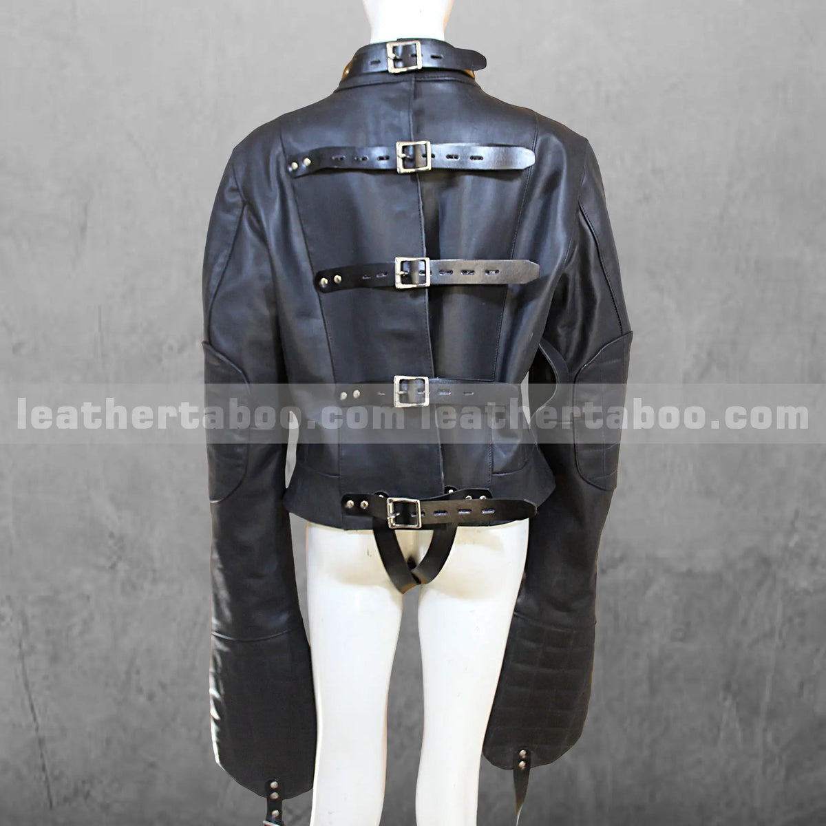 Unisex Leather Bondage Suit with Hood – Cosplay Restraint Jacket for Roleplay, Fetish Wear & Gothic Fashion - Leather taboo