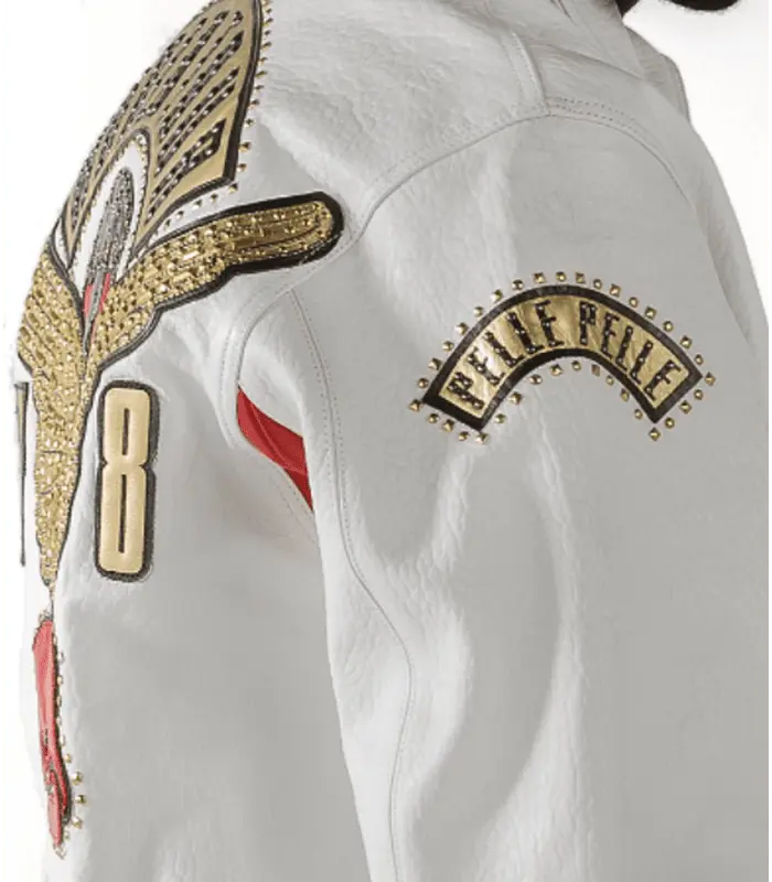 Vintage World Tour Style White Leather Jacket, back view