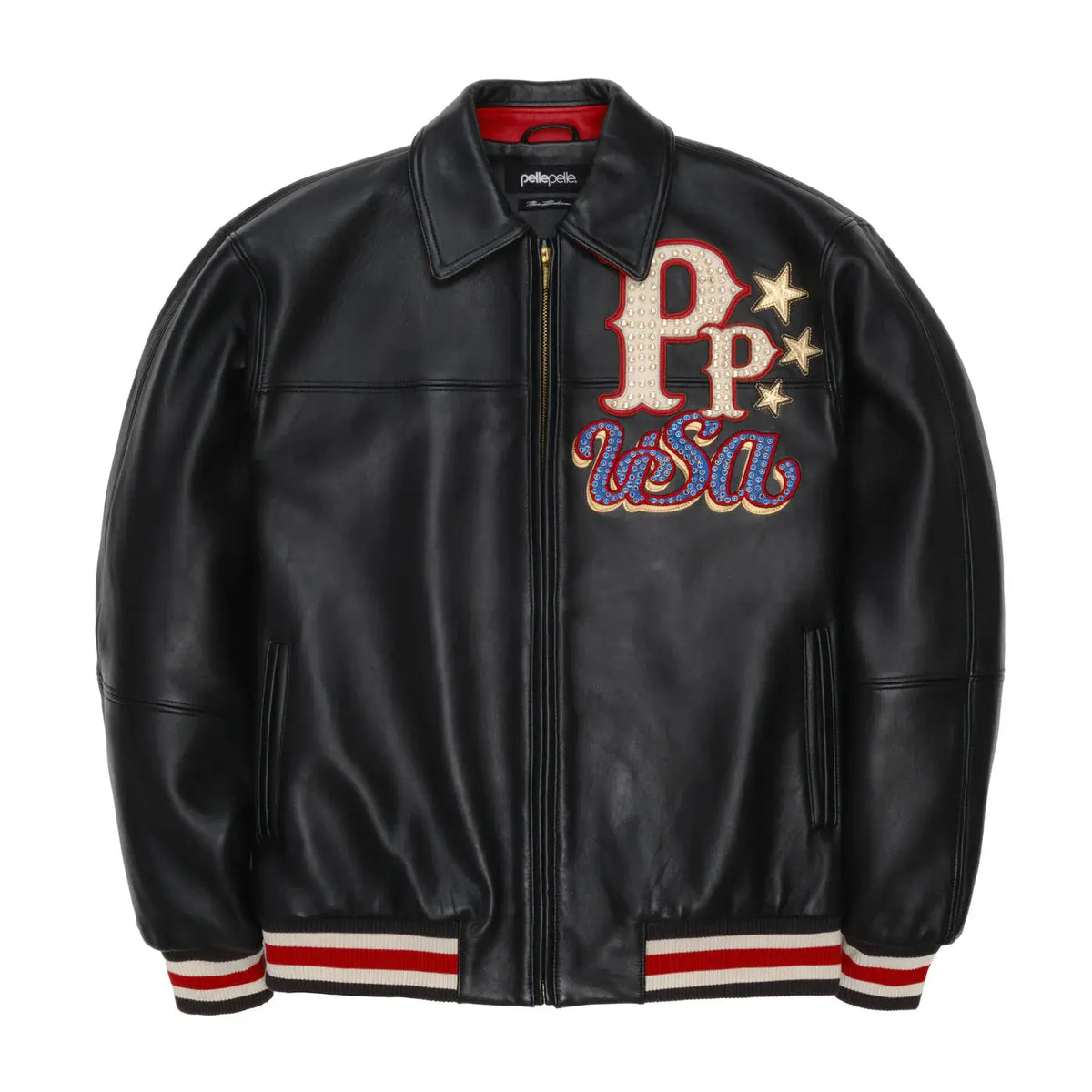 Stars And Stripes Leather Jacket, back view