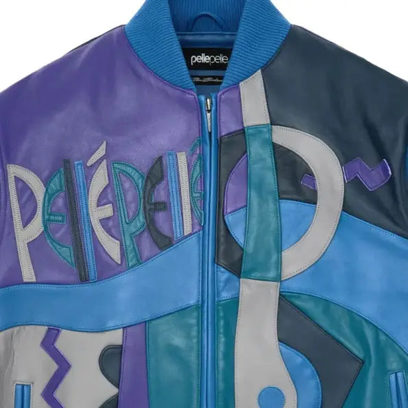 Picasso Plush Blue Leather Jacket, side view