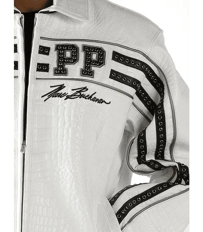 World Renown White Leather Jacket, front view 2