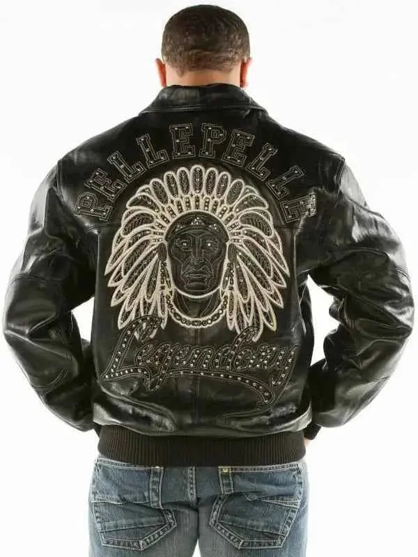 Black Indiana Legendary Leather Jacket, front view