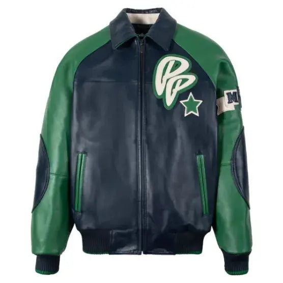 Vintage Club Green & Black Leather Jacket, side view