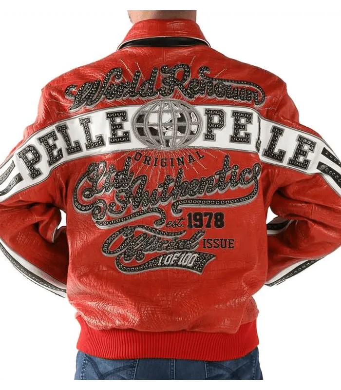 World Renown Red Leather Jacket, back view