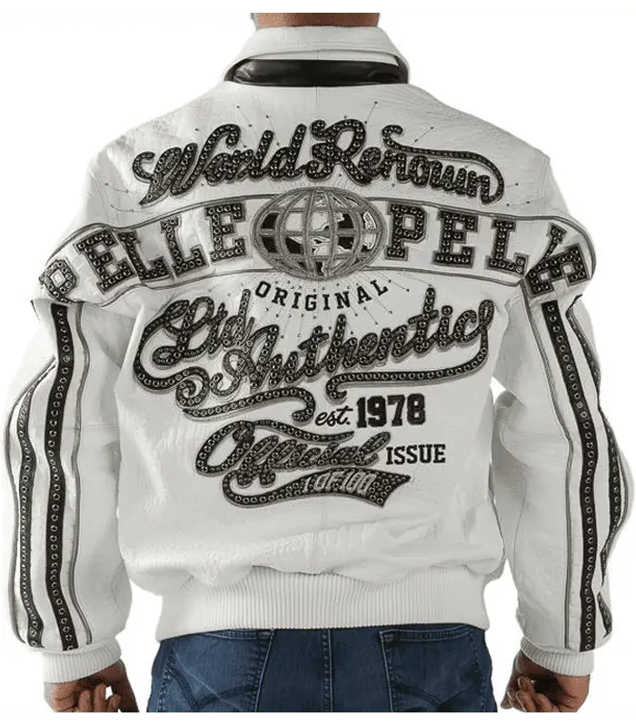 World Renown White Leather Jacket, front view