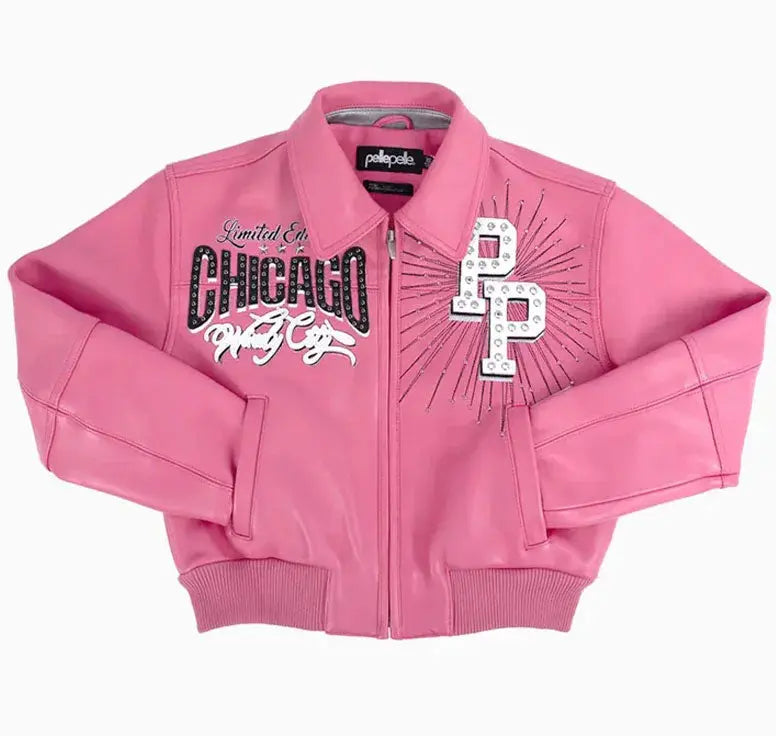 Women's X TB Windy City Pink Leather Jacket, detail view 2