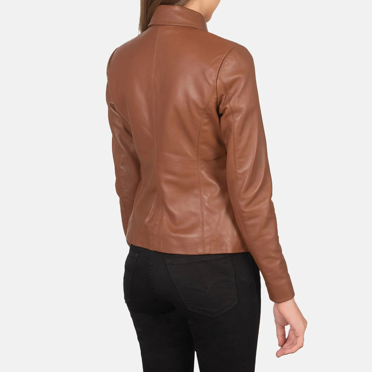 Colette Brown Leather Jacket, back view