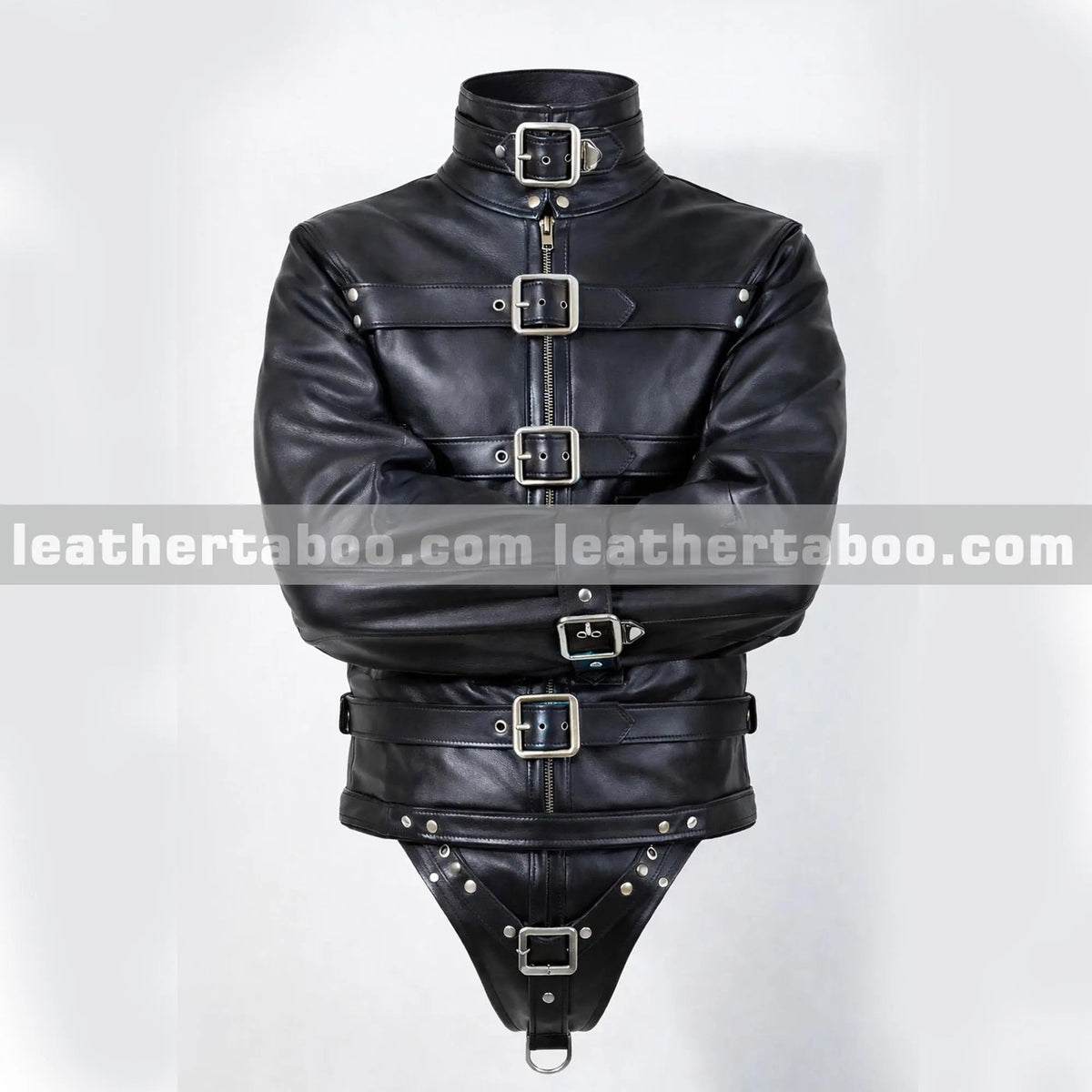 Real Black Cow Leather Heavy-Duty Straitjacket leathertaboo.com