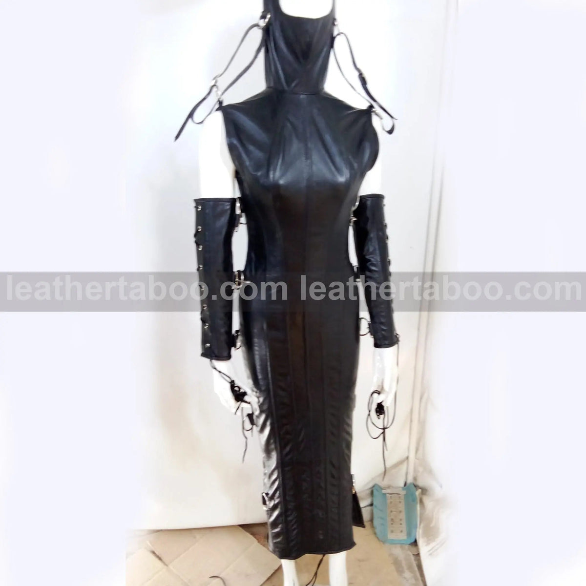 Real leather women dress magic domina dress corset hobble gothic party dress - Leather taboo