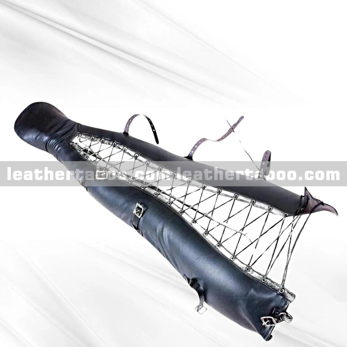 Leather Mummy Bag with Mermaid Leg Binder Body Harness Restraints – Full Body Bondage Suit - Leather taboo