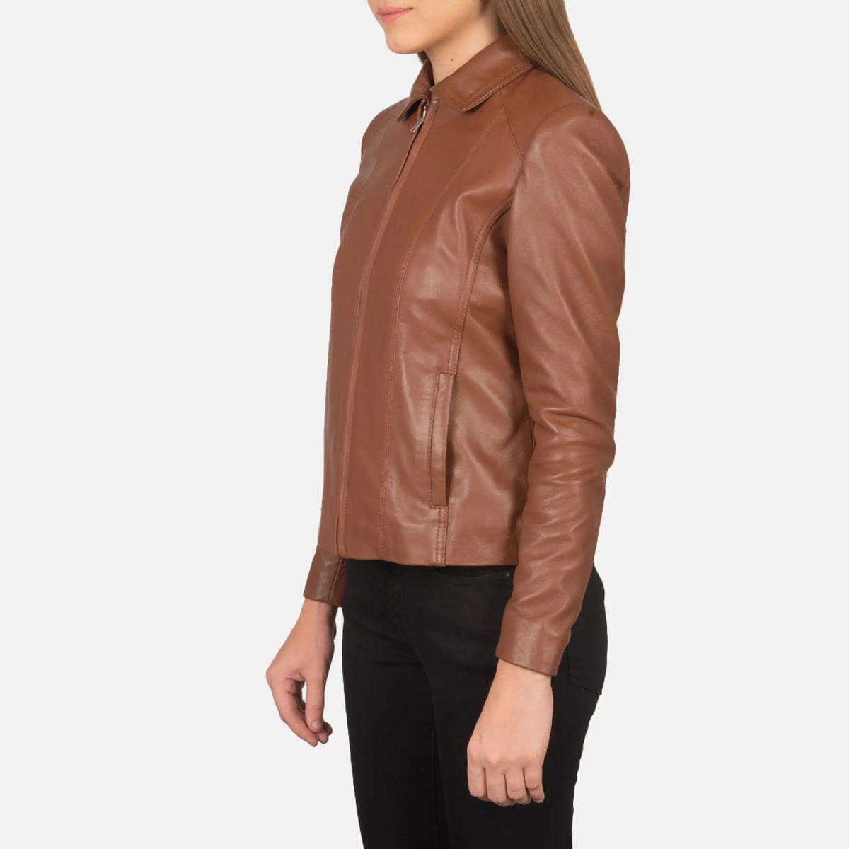 Colette Brown Leather Jacket, side view