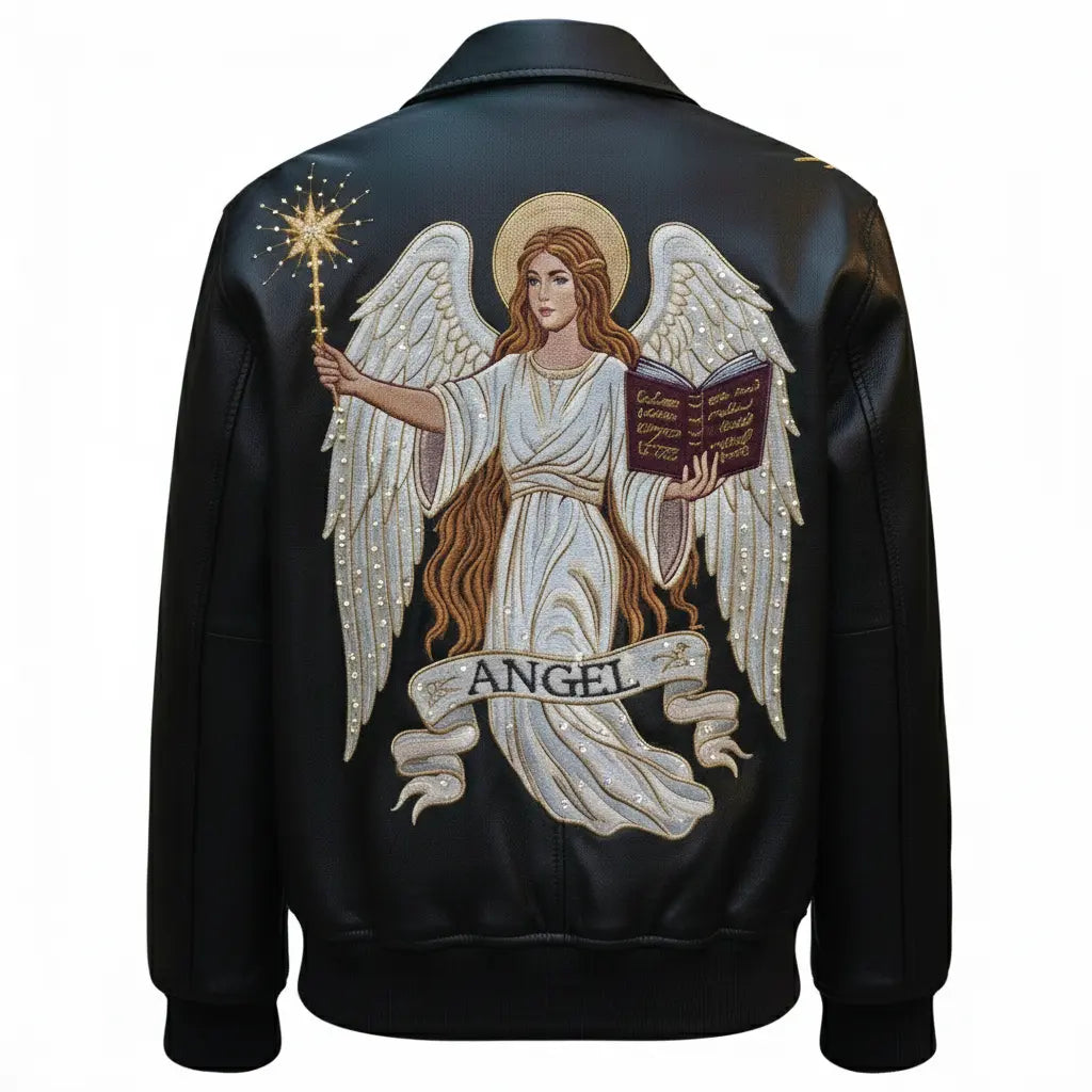 Celestial Angel Hand-Embroidered Luxury Archive Jacket, front view