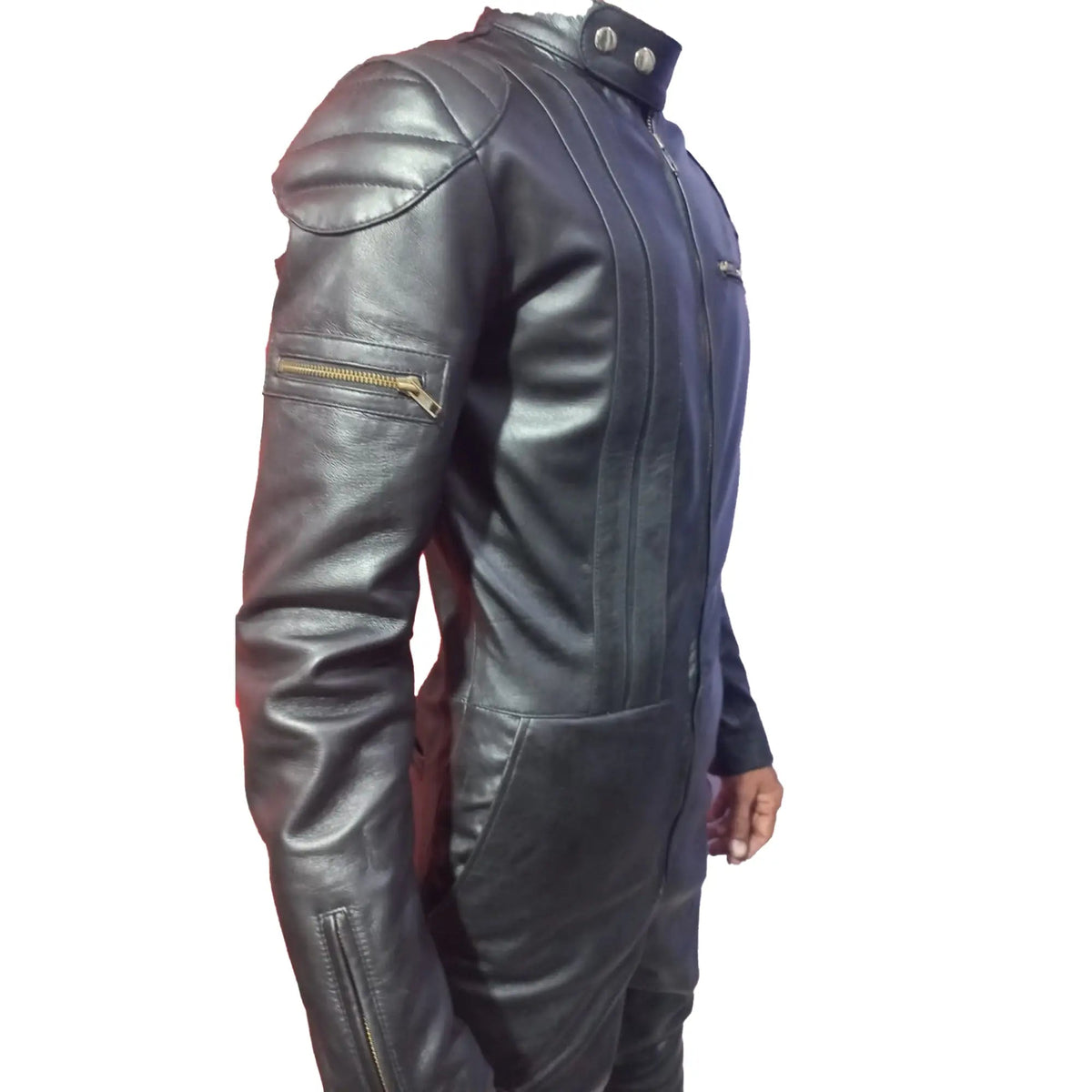 Mens real leather jumpsuit Black catsuit Casual leather bodysuit body fit dress Gift For Him leather man full body dress - Leather taboo