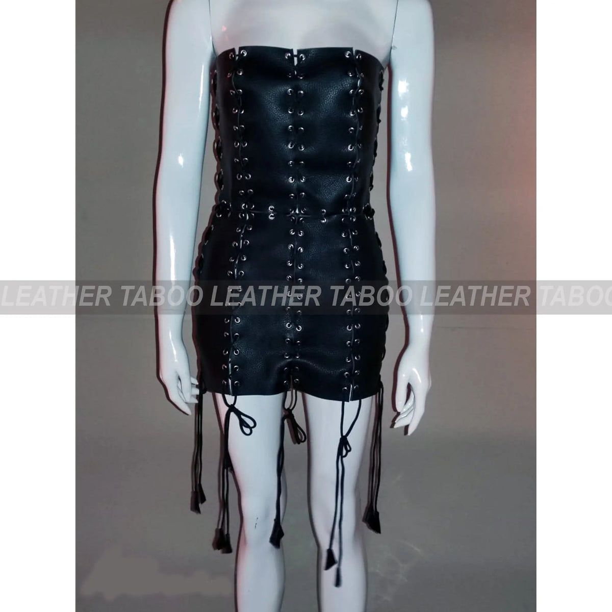 Black Leather Lace-Up Corset Dress – Handmade Fetish Clubwear by LeatherTaboo.com - Leather taboo