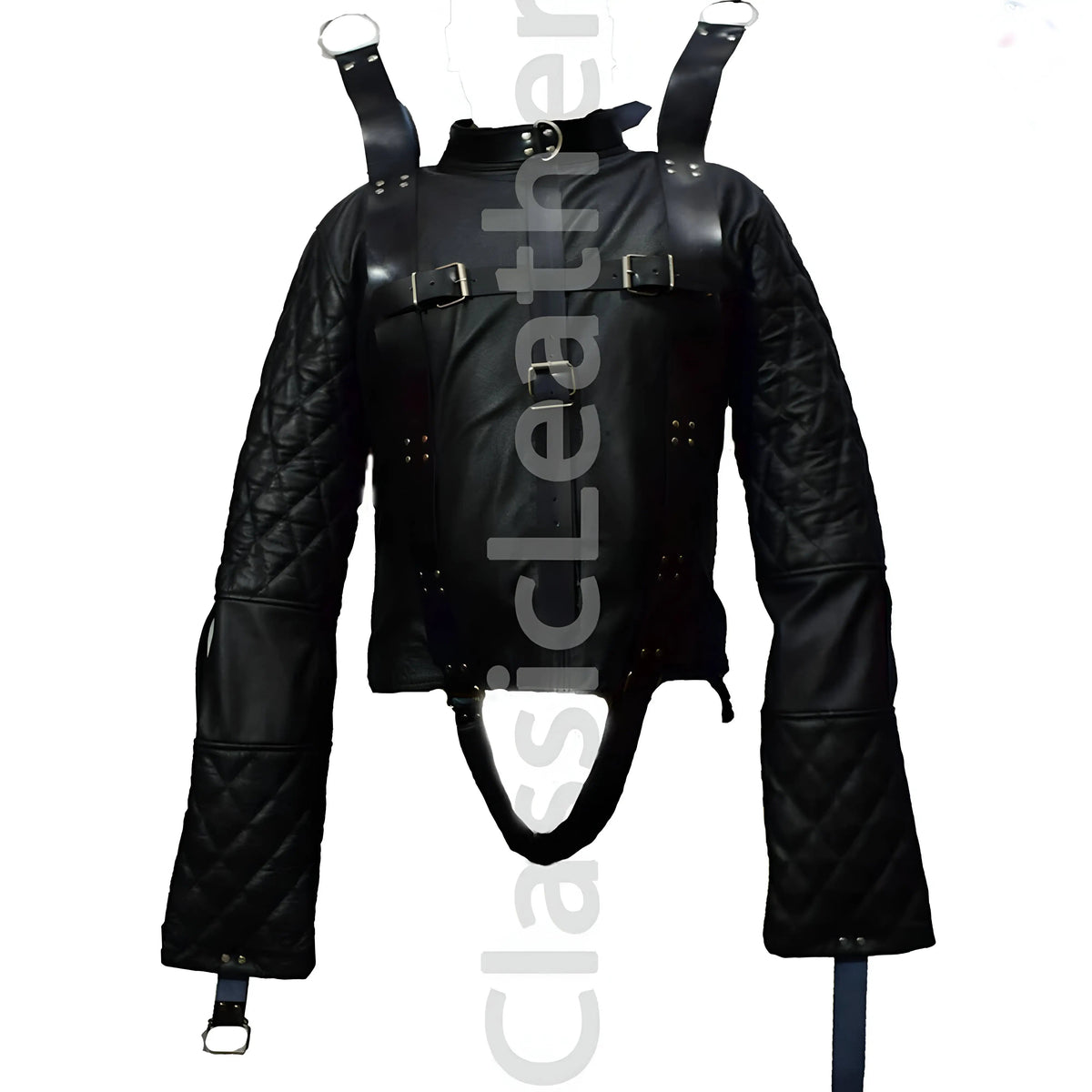 Men's Real Leather Straight Jacket With Armbinder