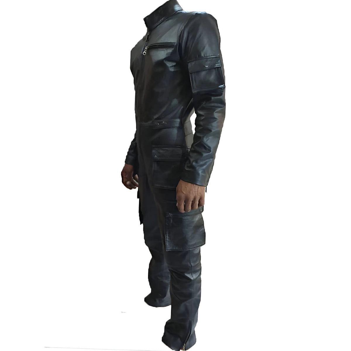 MEN'S GENUINE LEATHER CATSUIT - BLACK BODYSUIT
