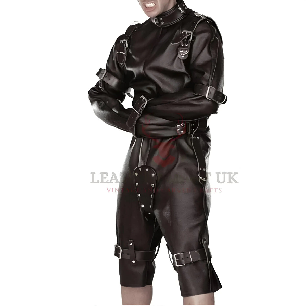 Master Leather Total Lockdown Restraint Strait Jacket Suit BDSM Roleplay