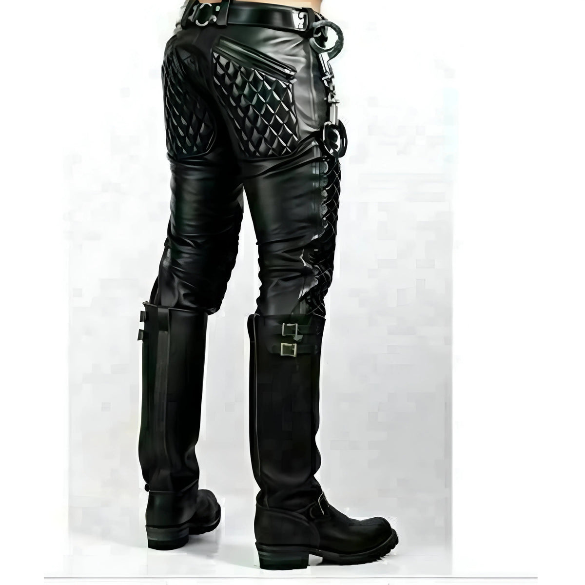 Leather Sweatpants Men's Quilted Jogger pants leather taboo