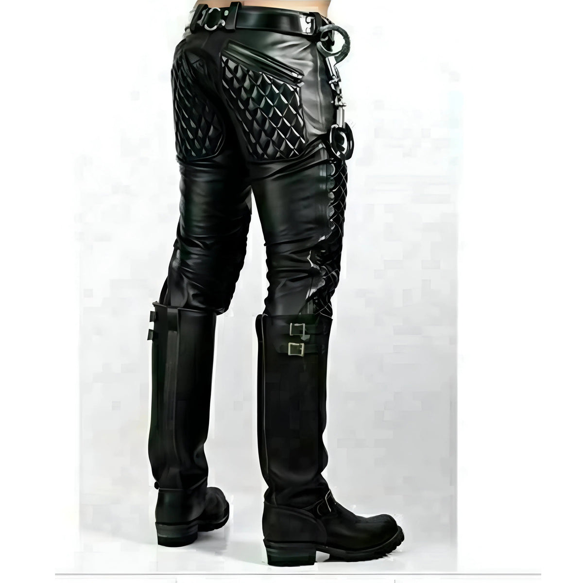 Leather Sweatpants Men's Quilted Jogger pants leather taboo