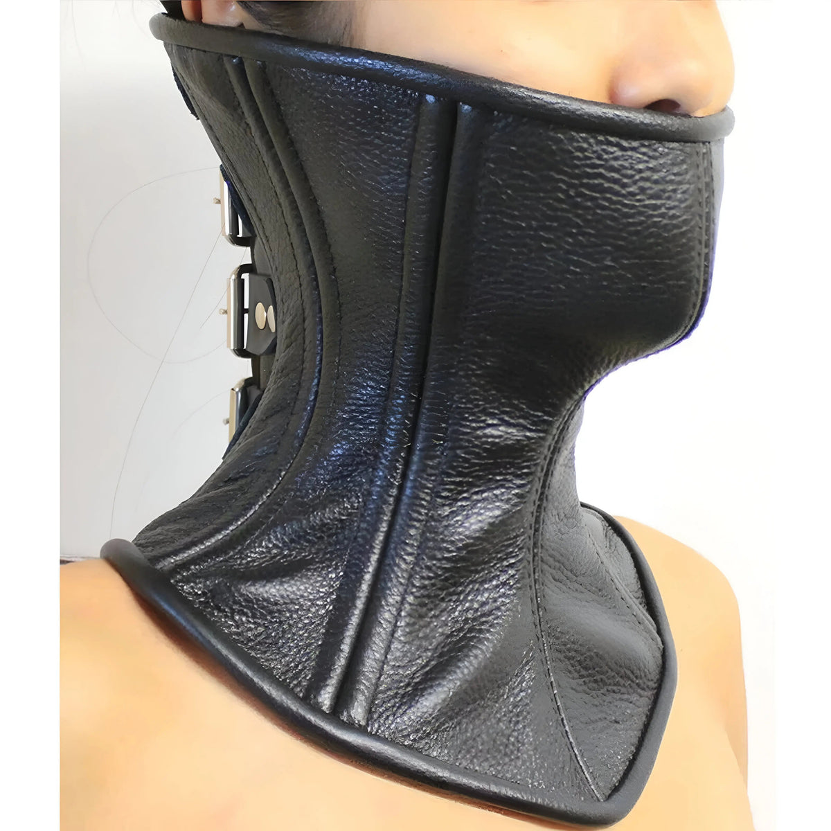 Real Cowhide Leather Bondage Over Mouth Neck Corset