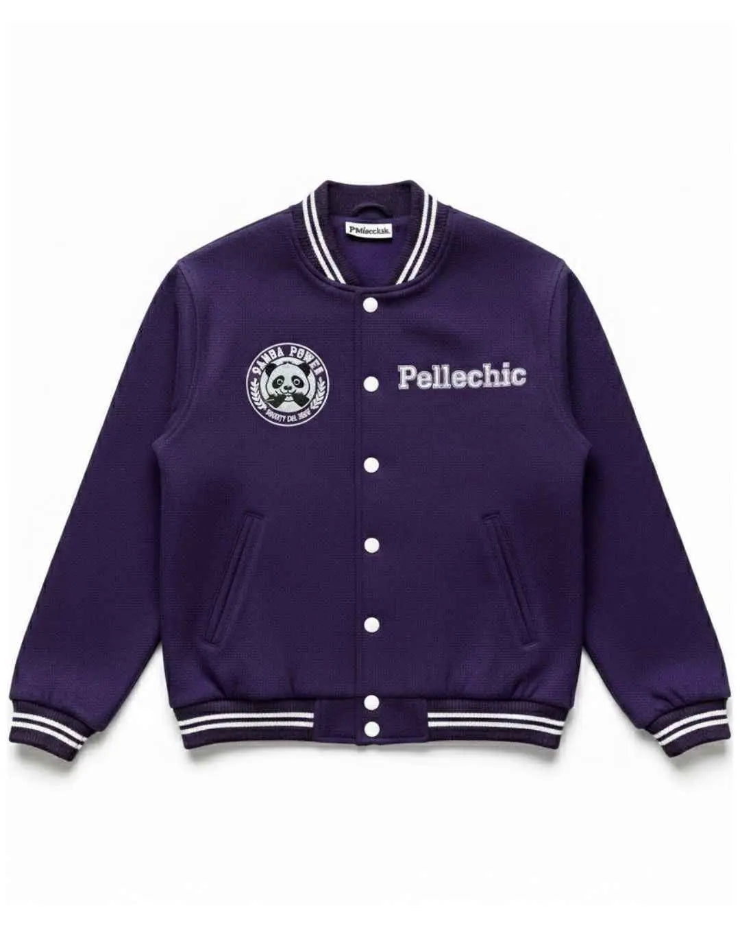 Panda Power Purple Varsity Jacket, side view