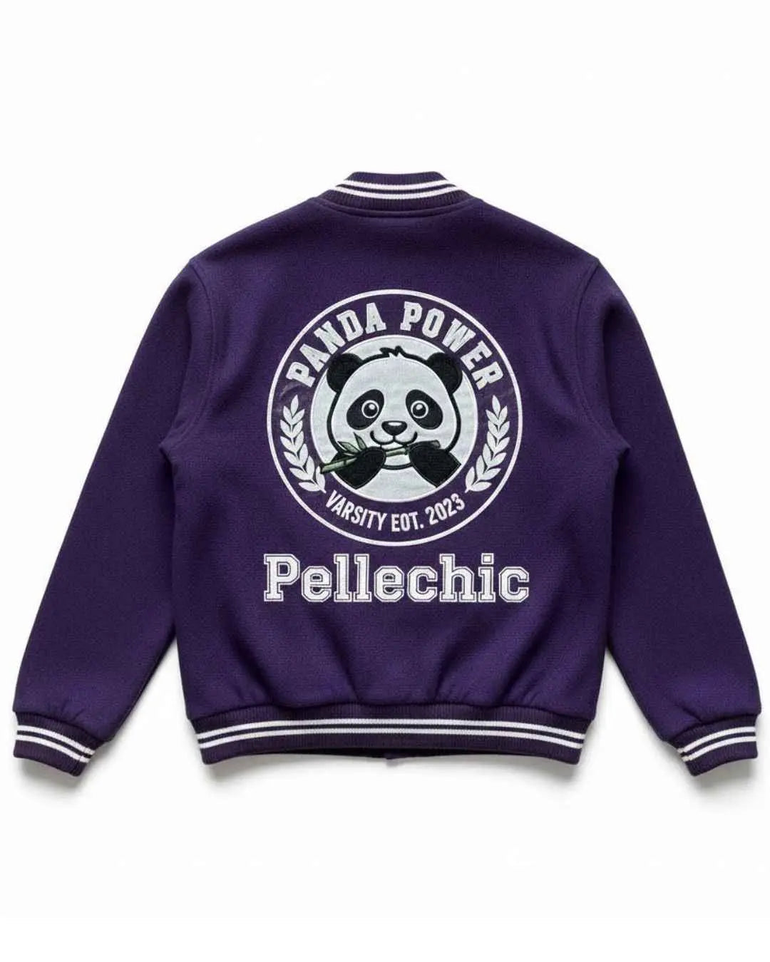 Panda Power Purple Varsity Jacket, detail view 2
