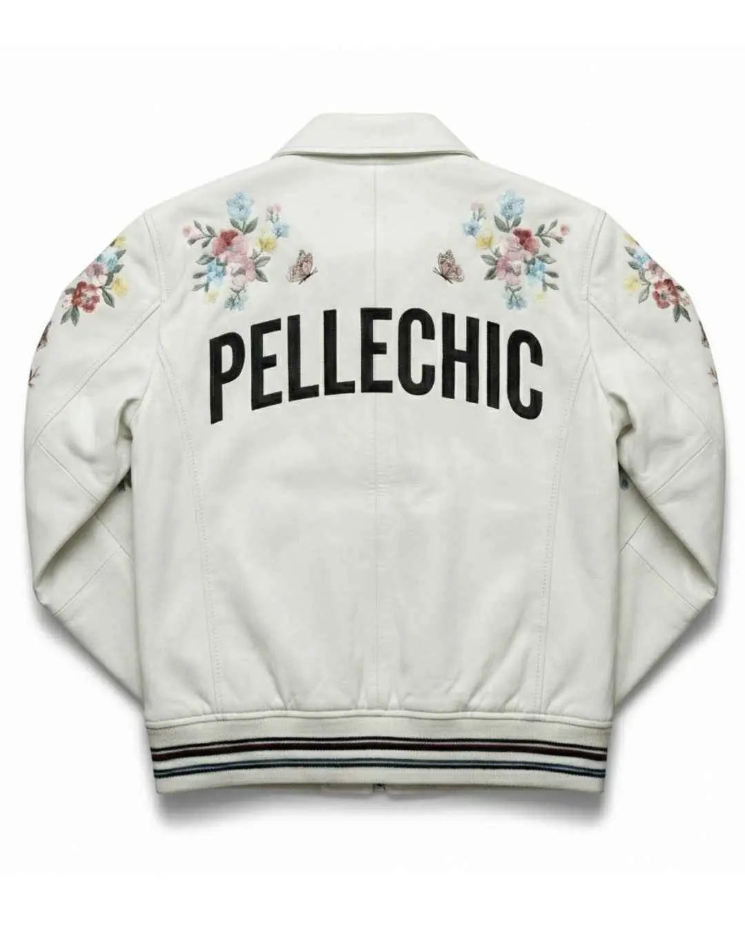 Pristine White Luxury Leather Bomber, detail view 2