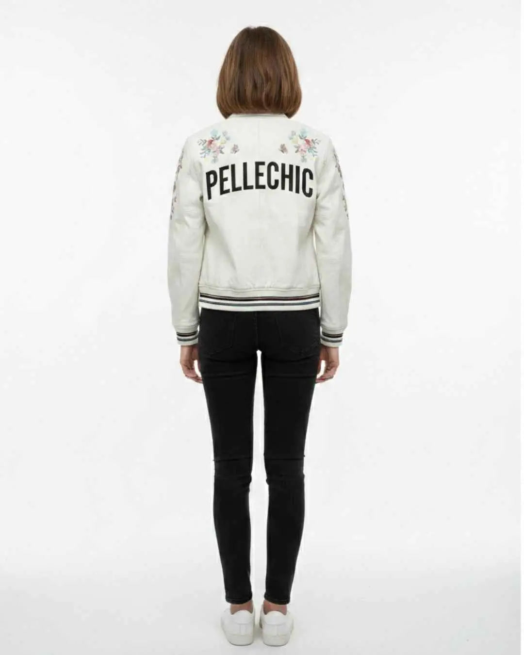 Pristine White Luxury Leather Bomber, detail view 3