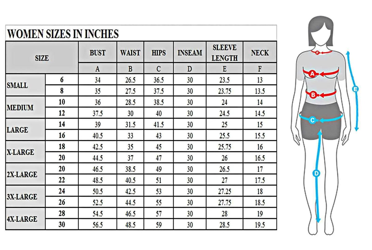 Leather Taboo women's size chart